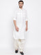 Vastramay Men's Cream Cotton Blend Pathani Suit Set