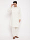 Vastramay Men's Cream Pathani Suit Set