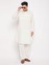 Vastramay Men's Cream Pathani Suit Set