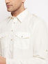 Vastramay Men's Cream Pathani Suit Set