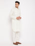 Vastramay Men's Cream Pathani Suit Set