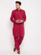 Vastramay Men's Maroon Pathani Suit Set