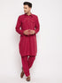 Vastramay Men's Maroon Pathani Suit Set