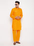 Vastramay Men's Mustard Pathani Suit Set