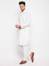 Vastramay Men's White Cotton Blend Pathani Suit Set