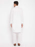Vastramay Men's White Cotton Blend Pathani Suit Set