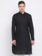 Vastramay Men's Black Cotton Linen Blend Kurta
