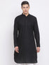 Vastramay Men's Black Cotton Linen Blend Kurta
