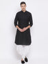 Vastramay Men's Black Cotton Linen Blend Kurta