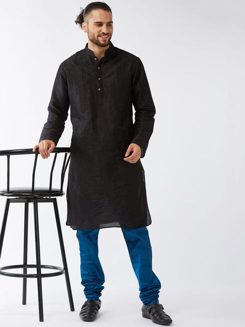 Vastramay Men's Turquoise Silk Blend Pyjama