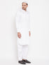 Vastramay Men's White Cotton Blend Pathani Kurta Set With Prayer Cap