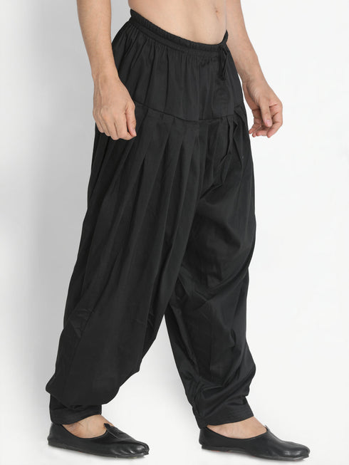 Vastramay Men's Black Cotton Blend Patiala Pyjama