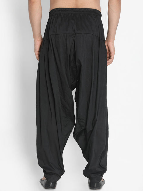 Vastramay Men's Black Cotton Blend Patiala Pyjama