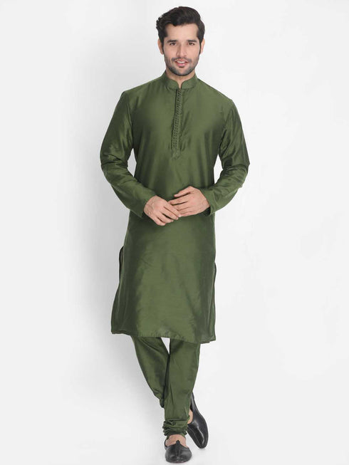 Vastramay Men's Green Cotton Blend Pyjama
