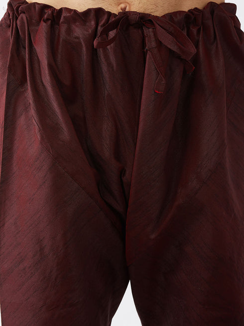 Vastramay Men's Wine Silk Blend Pyjama