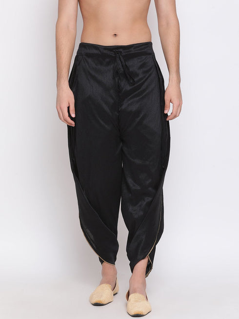 Vastramay Men's Black Silk Blend Dhoti Pant