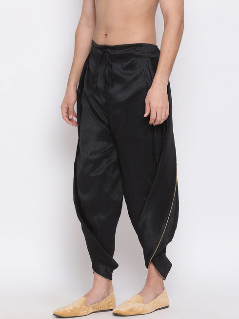 Vastramay Men's Black Silk Blend Dhoti Pant