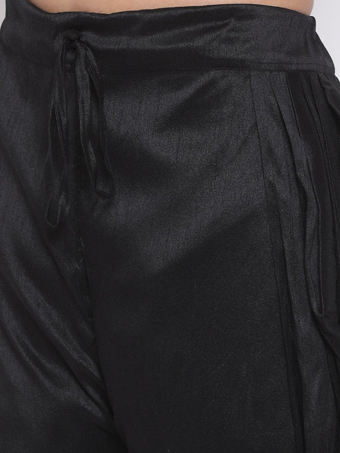 Vastramay Men's Black Silk Blend Dhoti Pant