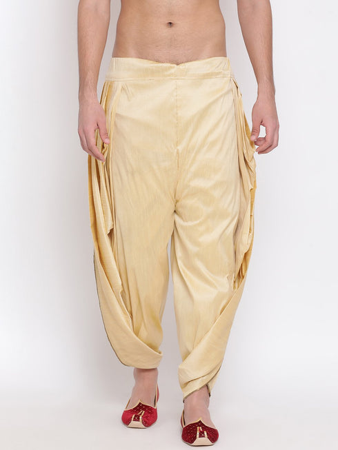 Vastramay Men's Gold Silk Blend Dhoti Pant