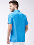 Vastramay Men's Aqua Blue Silk Blend Ethnic Shirt