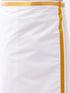 Vastramay Men's Beige And White Cotton Blend Shirt And Mundu