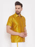Vastramay Vastramay Men's Mustard Silk Blend Ethnic Shirt