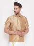 Vastramay Men's Gold Silk Blend Ethnic Shirt