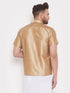 Vastramay Men's Gold Silk Blend Ethnic Shirt