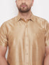 Vastramay Men's Gold Silk Blend Ethnic Shirt