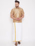 Vastramay Men's Gold Silk Blend Ethnic Shirt