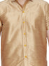 Vastramay Men's Gold Cotton Silk Blend Shirt and Dhoti Set