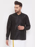 Vastramay Men's Black Silk Blend Ethnic Shirt