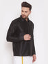 Vastramay Men's Black Silk Blend Ethnic Shirt