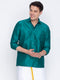 Vastramay Men's Green Silk Blend Ethnic Shirt