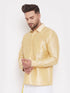 Vastramay Men's Gold Silk Blend Ethnic Shirt