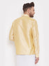 Vastramay Men's Gold Silk Blend Ethnic Shirt