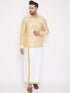 Vastramay Men's Gold Silk Blend Ethnic Shirt