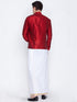 Vastramay Men's Maroon Cotton Silk Blend Shirt with Dhoti