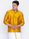 Vastramay Men's Mustard Silk Blend Ethnic Shirt