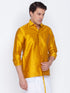 Vastramay Men's Mustard Silk Blend Ethnic Shirt