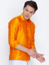 Vastramay Vastramay Men's Orange Silk Blend Ethnic Shirt