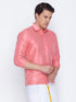 Vastramay Vastramay Men's Pink Silk Blend Ethnic Shirt