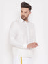 Vastramay Vastramay Men's White Silk Blend Ethnic Shirt