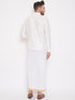 Vastramay Men's White Silk Blend Shirt And Mundu Set