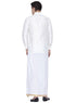 Vastramay Men's White Cotton Silk Blend Shirt and Dhoti Set