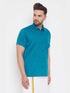 Vastramay Men's Turquoise Cotton Blend Ethnic Shirt
