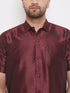 Vastramay Men's Wine Silk Blend Ethnic Shirt