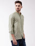 Vastramay Men's Beige Silk Blend Ethnic Shirt