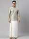 Vastramay Men's Beige Shirt And Mundu Set