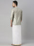 Vastramay Men's Beige Shirt And Mundu Set